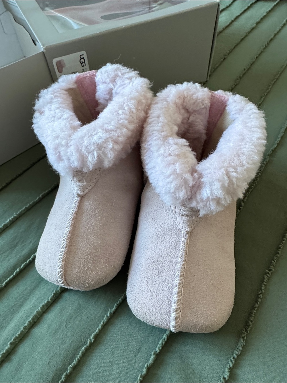 UGG Pink Shearling-Trim Cozy Bootie Slippers